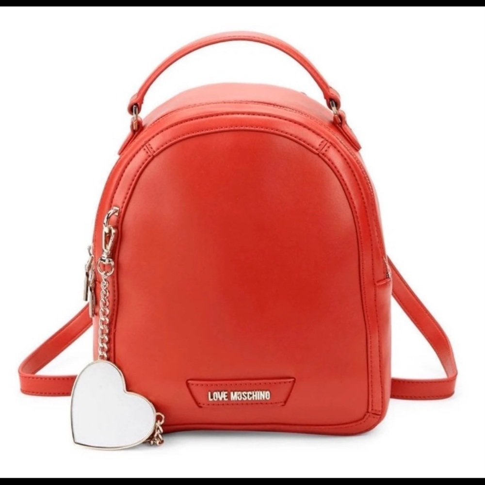 Love Moschino red leather backpack